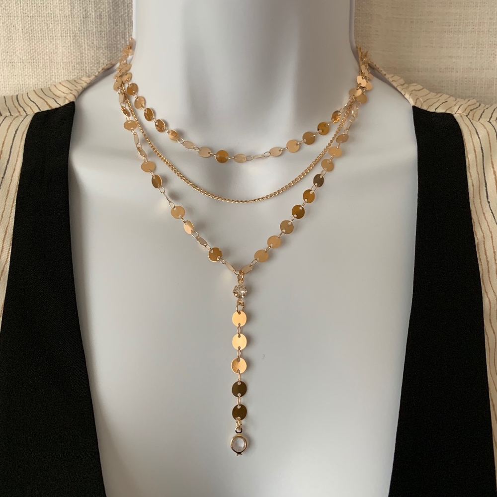 NEW!! Cute Sheet Chain Choker/Multi-Layer Pendent - Picture 2 of 2